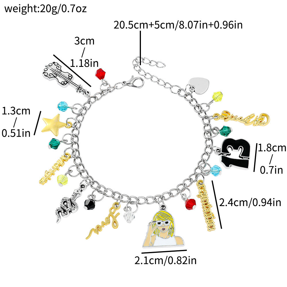 TS Swiftie Friendship Inspiration Metal Charm Bracelet