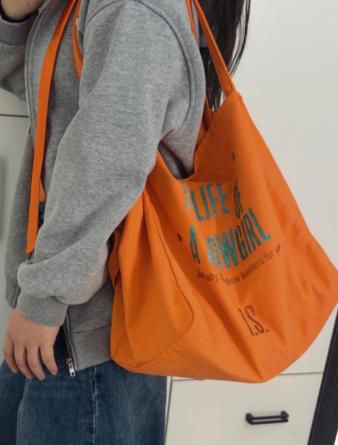 The Life of A Showgirl Orange Glitter Canvas Tote Bag