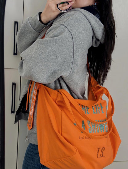 The Life of A Showgirl Orange Glitter Canvas Tote Bag