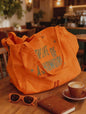 The Life of A Showgirl Orange Glitter Canvas Tote Bag