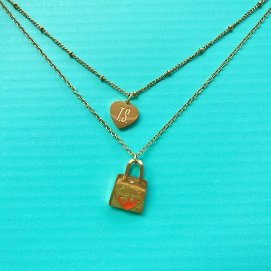 The Life Of A Showgirl Double Layered Lock & Heart Necklace