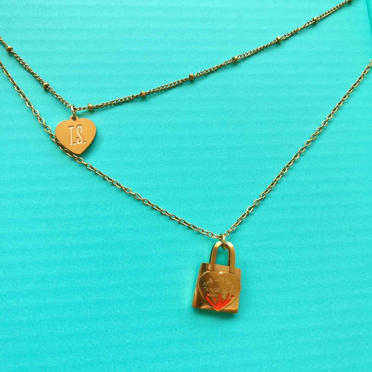 The Life Of A Showgirl Double Layered Lock & Heart Necklace