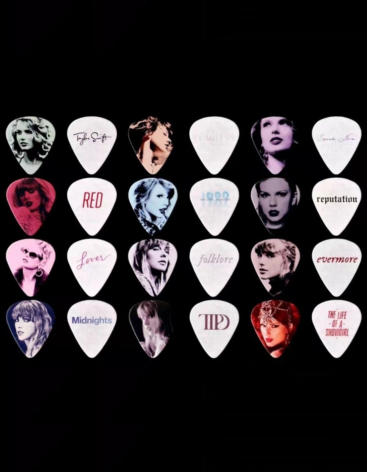 Taylor Swift 12 Albums Eras Tour Guitar Pick Set - Lot of 12