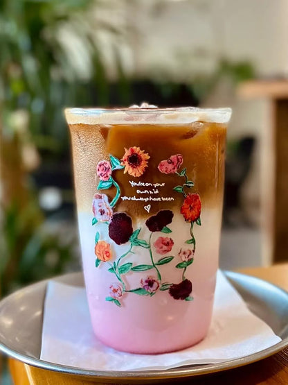 Acoustic Surprise Song Floral Piano Glass 16oz