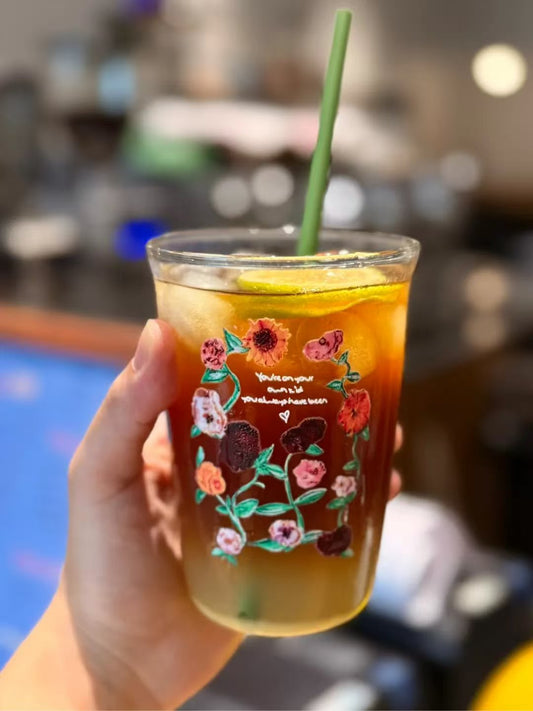 Acoustic Surprise Song Floral Piano Glass 16oz