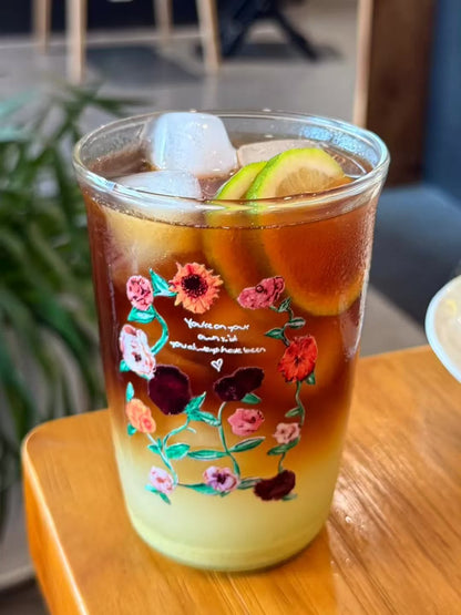 Acoustic Surprise Song Floral Piano Glass 16oz