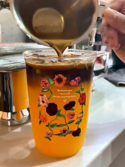 Acoustic Surprise Song Floral Piano Glass 16oz