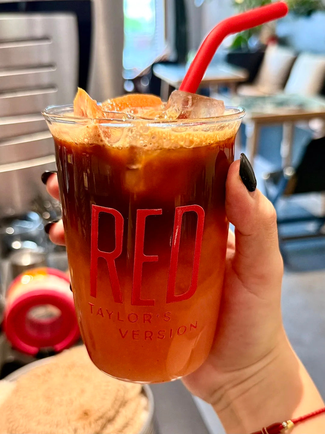 RED Glass With Straw 16oz