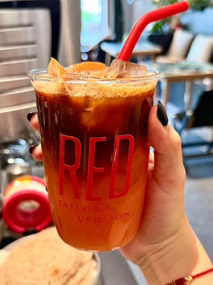 RED Glass With Straw 16oz