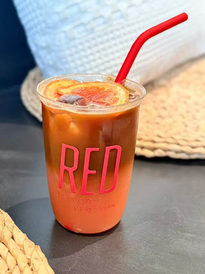 RED Glass With Straw 16oz