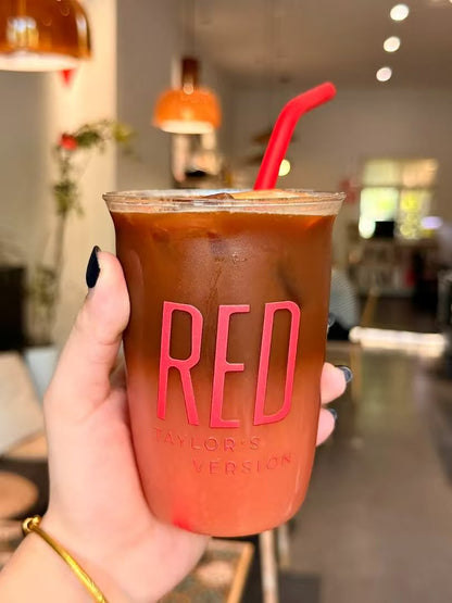 RED Glass With Straw 16oz