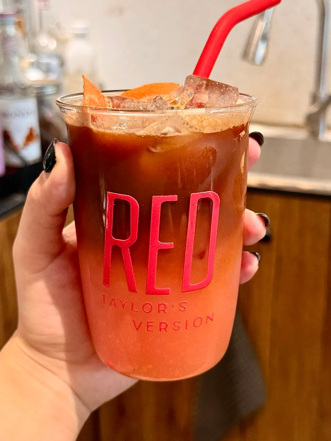 RED Glass With Straw 16oz