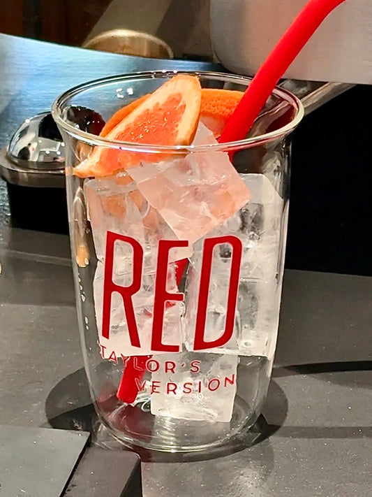RED Glass With Straw 16oz