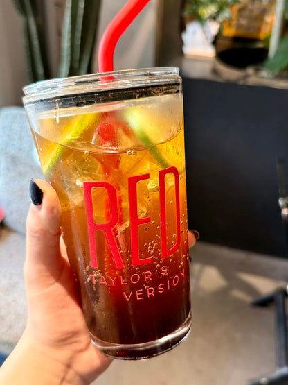 RED Glass Tumbler 18oz