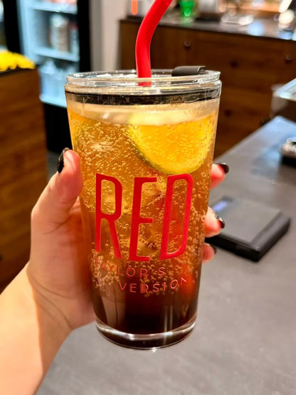 RED Glass Tumbler 18oz