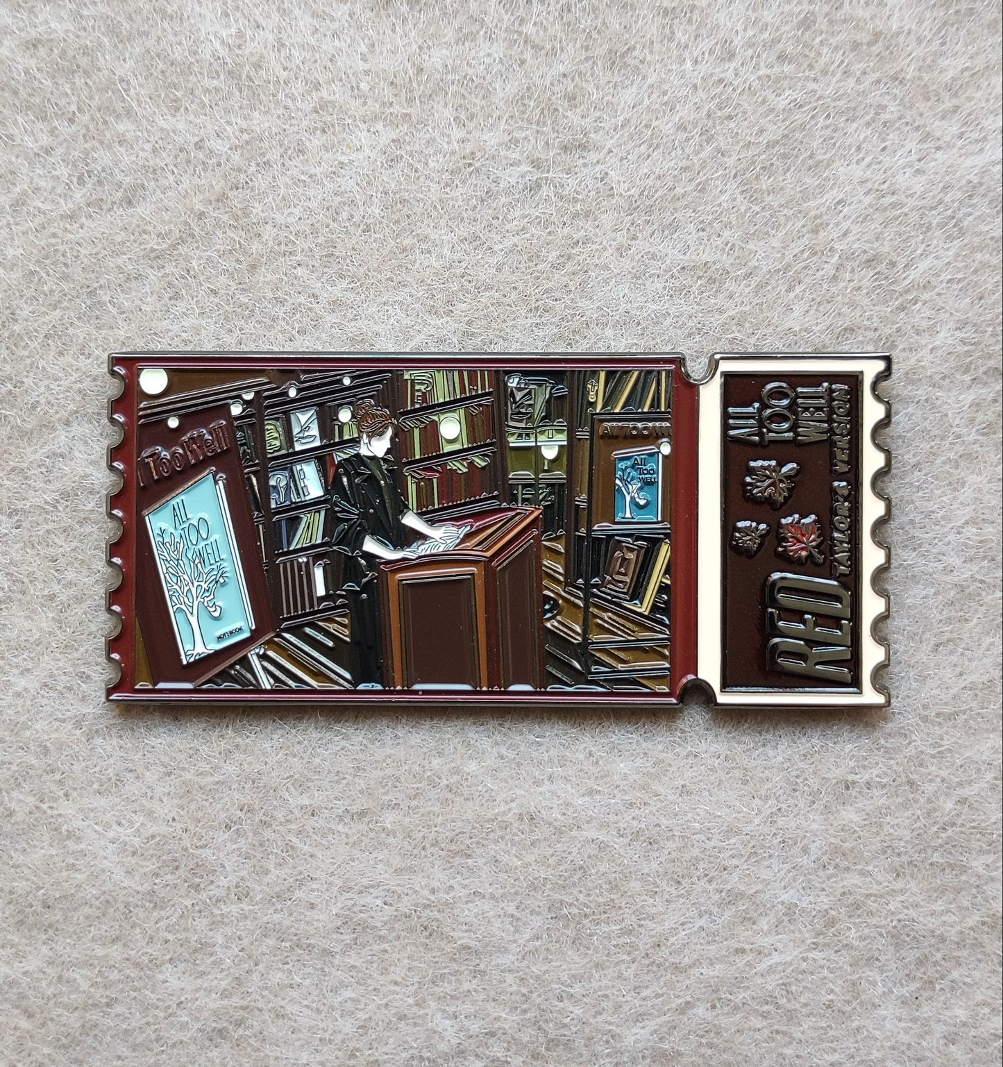 Taylor Swift Album Ticket Stub Enamel Metal Brooch Pin