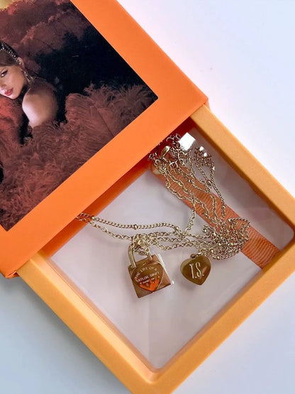 The Life Of A Showgirl Double Layered Lock & Heart Necklace