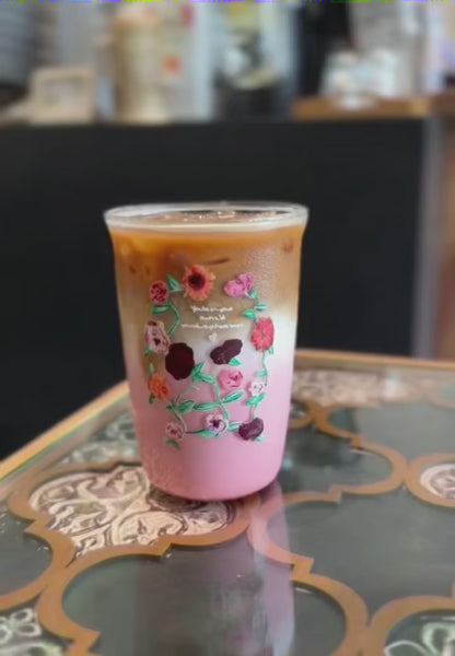 Acoustic Surprise Song Floral Piano Glass 16oz