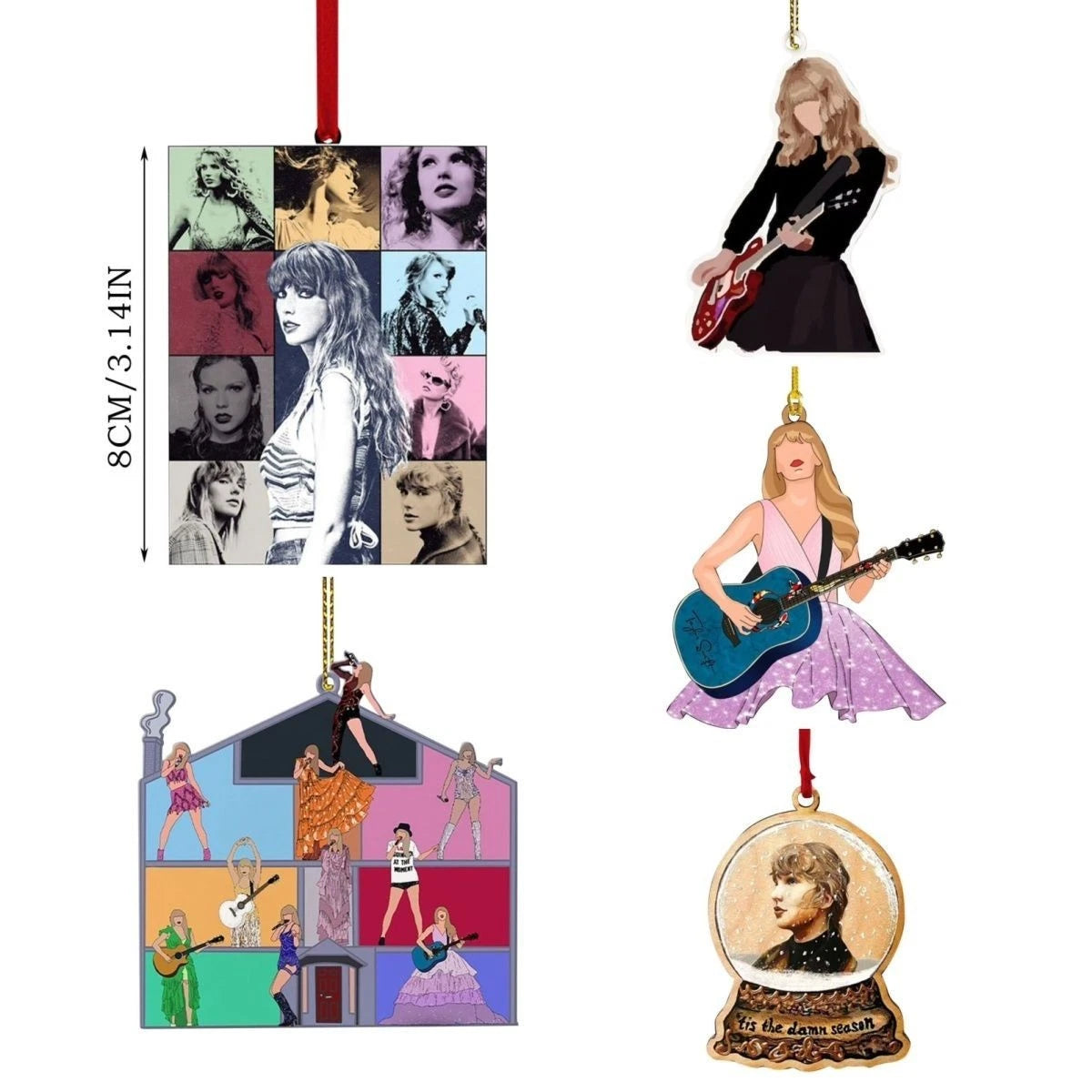 Taylor Swift Lover House Eras Tour Acrylic Christmas Ornaments Set